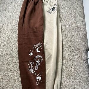 SHEIN Brown and Cream Graphic Sweats